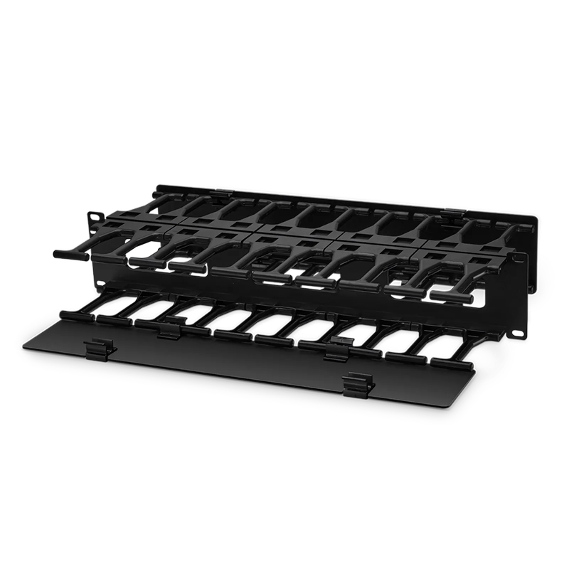 FyberOptix Horizontal Dual Sided Steel Manager, 2RU, Finger Duct with Cover, 9.1 in. Depth