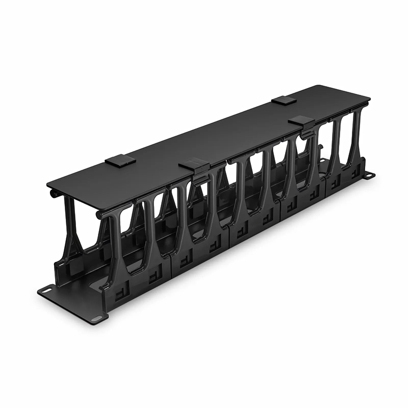 FyberOptix Horizontal Single Sided High Capacity Cable Manager, 2RU, Finger Duct with Cover, 4.56 in. Depth