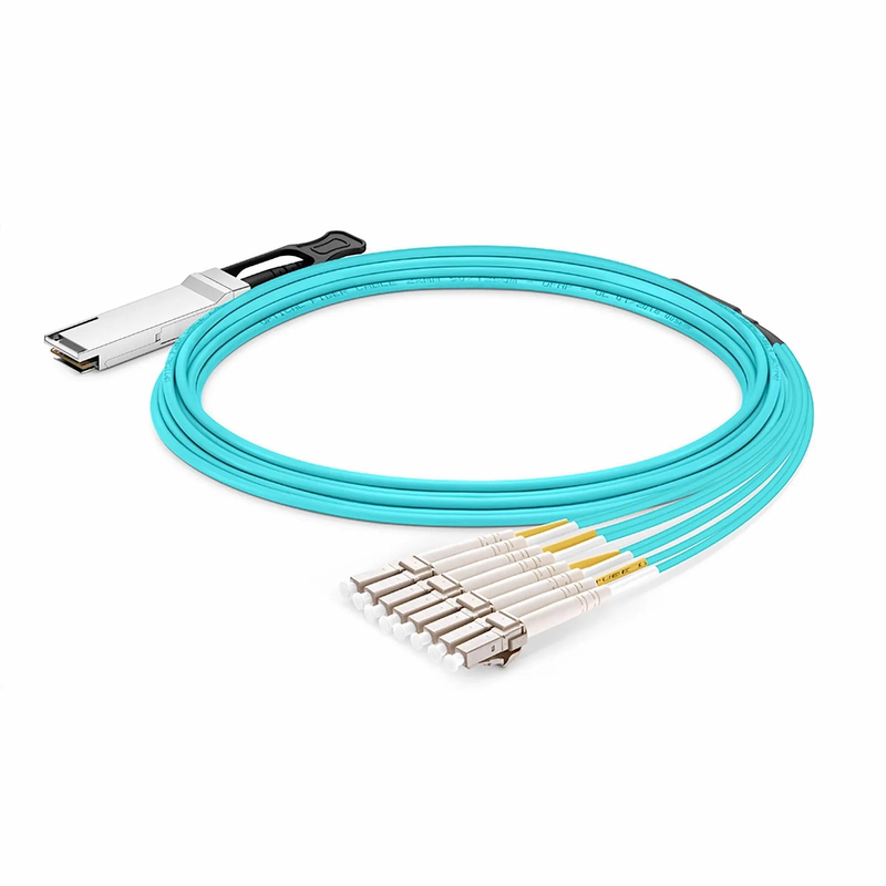 FyberOptix 70m (230ft) Cisco Compatible 100G QSFP28 4 x 25G NRZ to 4 Duplex LC 25G NRZ Active Optical Breakout Cable
