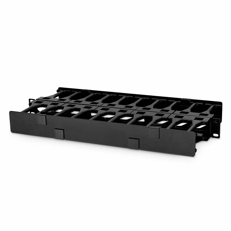 FyberOptix Horizontal Dual Sided High Capacity Cable Manager, 1RU, Finger Duct with Cover, 9.07 in. Depth