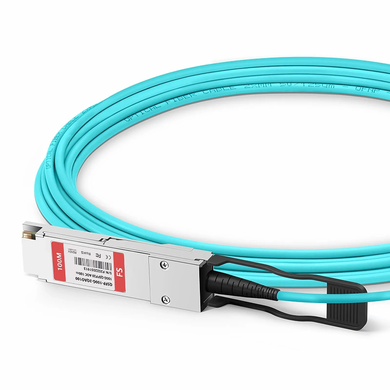 FyberOptix 100m (328ft) Cisco Compatible 100G QSFP28 4 x 25G NRZ to 2 x 50G QSFP28 2 x 25G NRZ Active Optical Breakout Cable