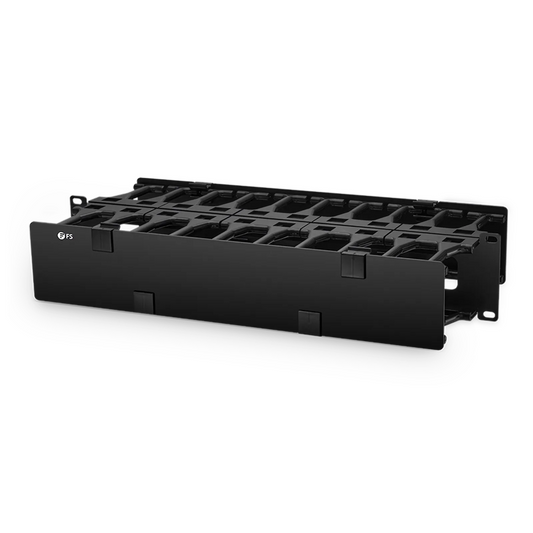 FyberOptix Horizontal Dual Sided Steel Manager, 2RU, Finger Duct with Cover, 9.1 in. Depth
