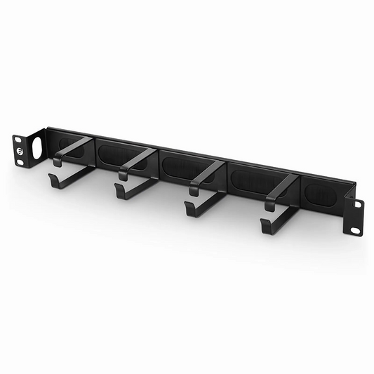 FyberOptix Recessed Horizontal Single Sided Pass-Thru Manager, 1RU, 4 D-rings & Brush Strip, 3.46 in. Depth