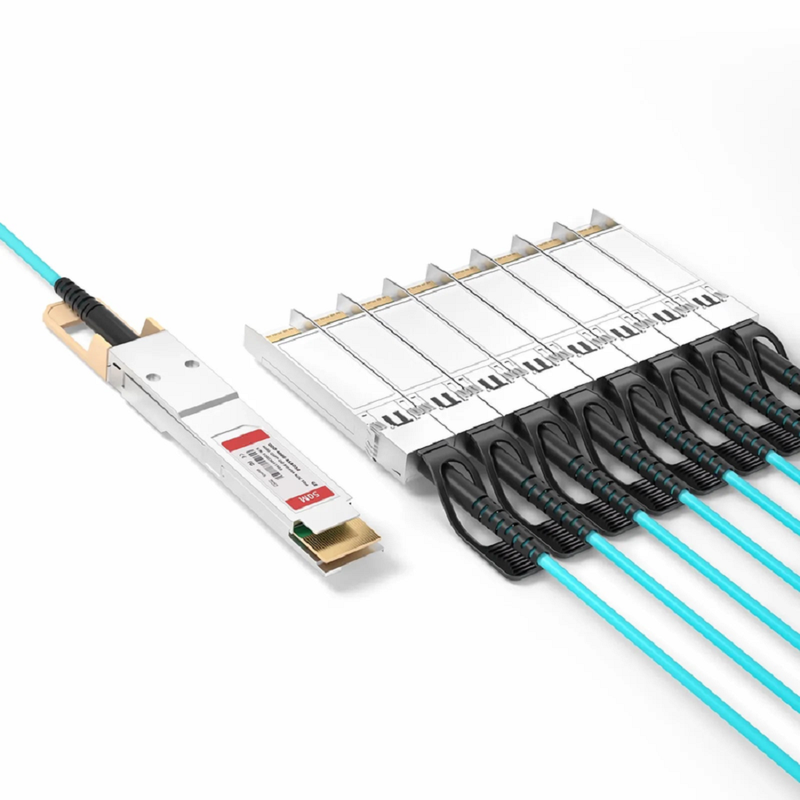 FyberOptix 70m (230ft) Arista Networks Compatible 200G QSFP-DD 8 x 25G NRZ to 8 x 25G SFP28 25G NRZ Active Optical Breakout Cable