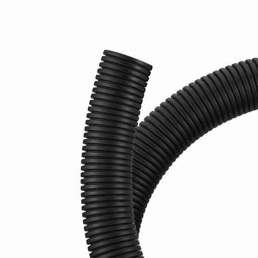 FyberOptix 10m (33ft) Black Flame Retardant Polypropylene Convoluted Tubing, 23mm Inside Diameter