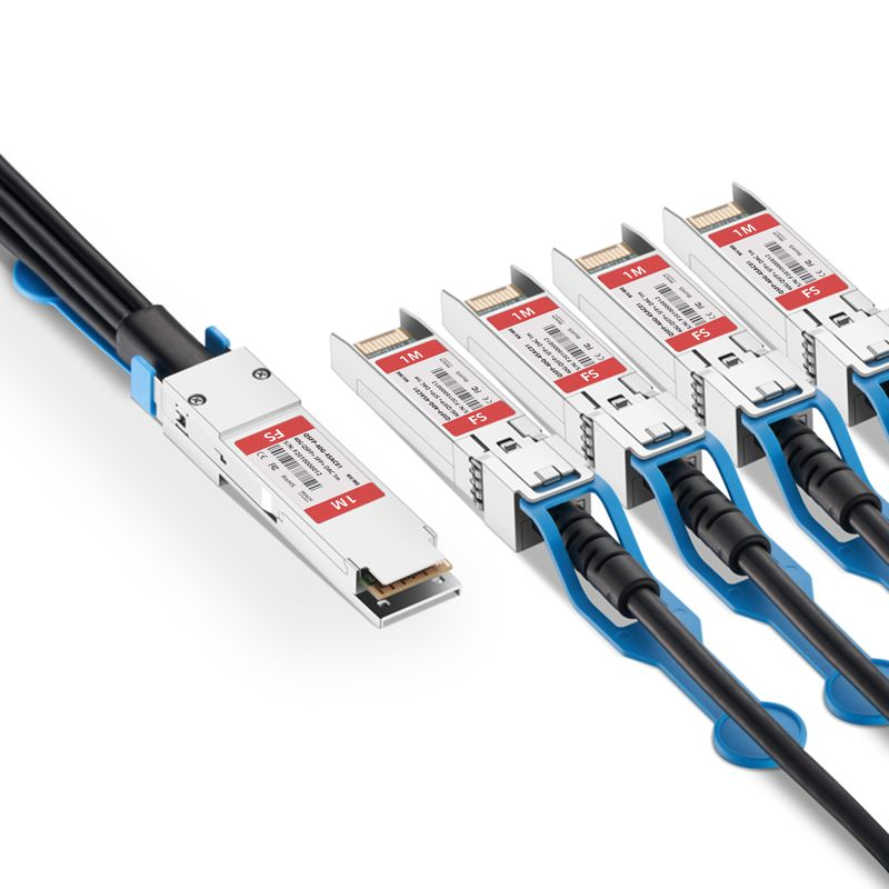 FyberOptix 1m (3ft) NVIDIA/Mellanox Compatible 40G QSFP+ to 4 x 10G SFP+ Ethernet Active Direct Attach Copper Breakout Cable