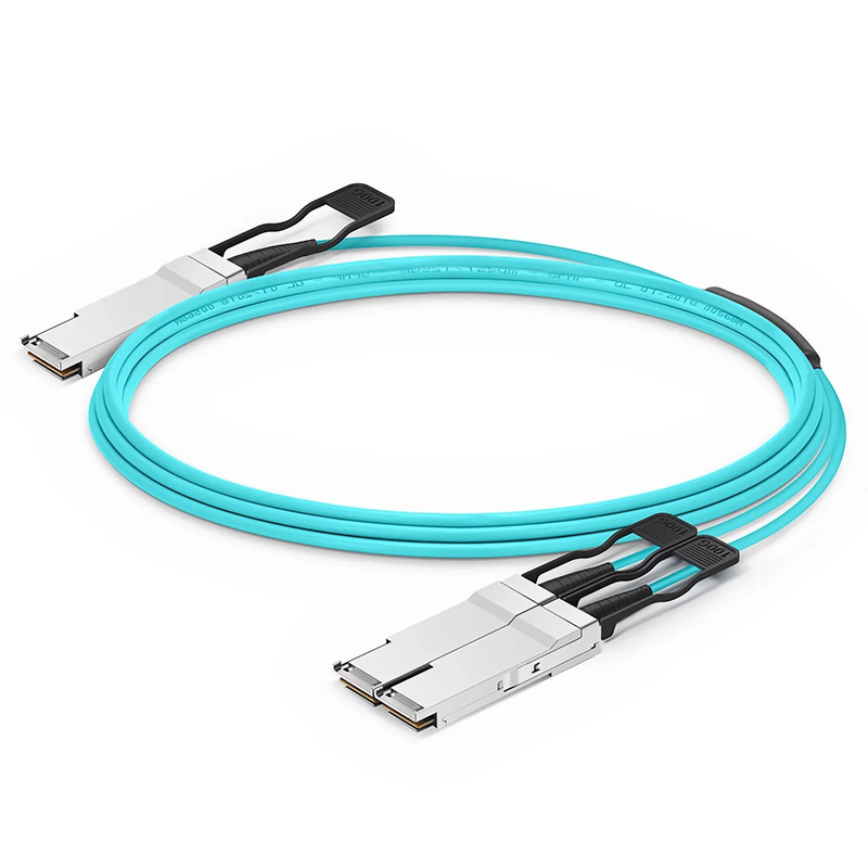 FyberOptix 30m (98ft) Netgear Compatible 100G QSFP28 4 x 25G NRZ to 2 x 50G QSFP28 2 x 25G NRZ Active Optical Breakout Cable