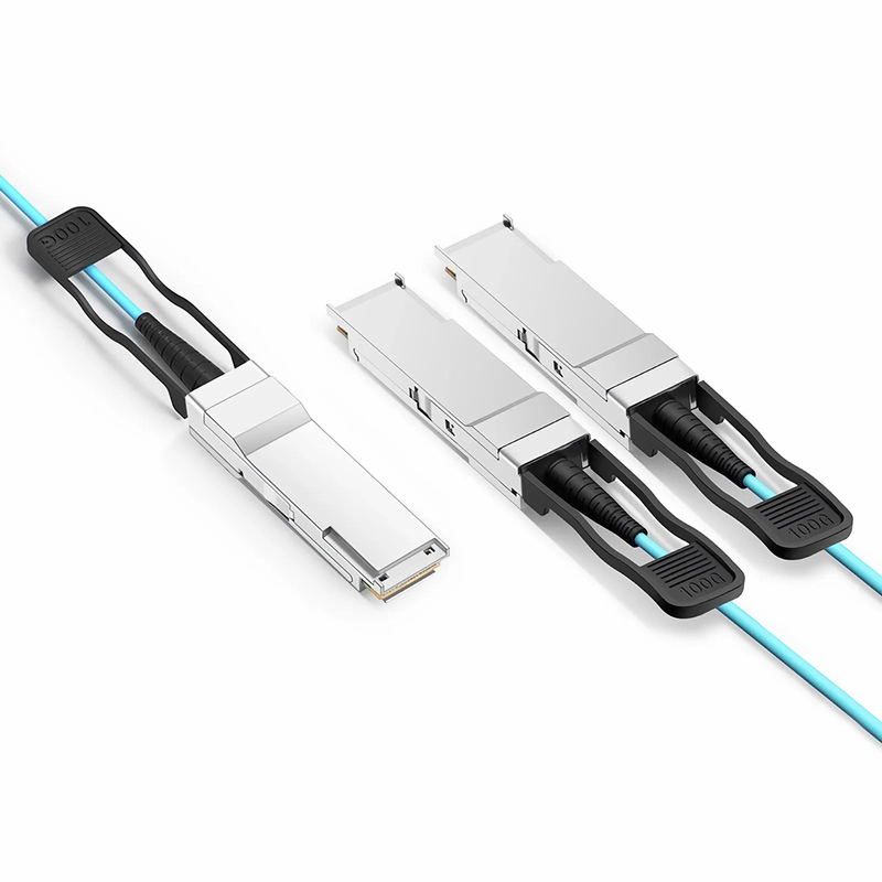 FyberOptix 100m (328ft) Cisco Compatible 100G QSFP28 4 x 25G NRZ to 2 x 50G QSFP28 2 x 25G NRZ Active Optical Breakout Cable