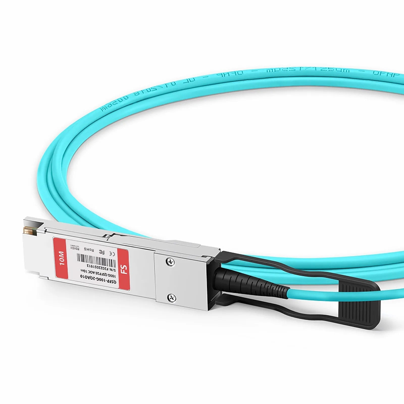 FyberOptix 10m (33ft) Cisco Compatible 100G QSFP28 4 x 25G NRZ to 2 x 50G QSFP28 2 x 25G NRZ Active Optical Breakout Cable