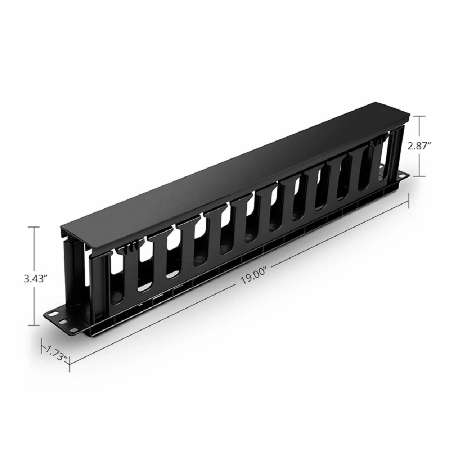 FyberOptix Horizontal Single Sided Manager, 1RU, Finger Duct with Cover, 3.43 in. Depth