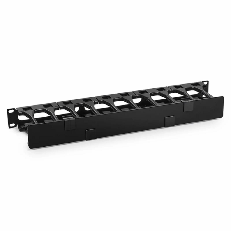 FyberOptix Horizontal Single Sided Steel Manager, 1RU, Finger Duct with Cover, 4.44 in. Depth