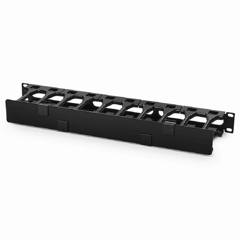 FyberOptix Horizontal Single Sided Steel Manager, 1RU, Finger Duct with Cover, 4.44 in. Depth