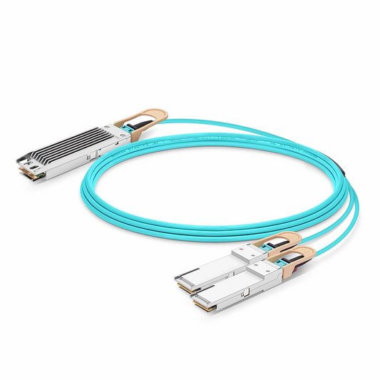 FyberOptix 20m (66ft) Arista Networks Compatible 400G OSFP 8 x 50G PAM4 Finned Top to 2 x 200G QSFP56 4 x 50G PAM4 Active Optical Breakout Cable