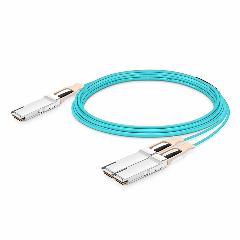 FyberOptix 30m (98ft) NVIDIA/Mellanox MFS1S50-V030E Compatible 200G QSFP56 4 x 50G PAM4 to 2 x 100G QSFP56 2 x 50G PAM4 Ethernet Active Optical Breakout Cable for QM8790/8700 Switches and ConnectX-6 HCA