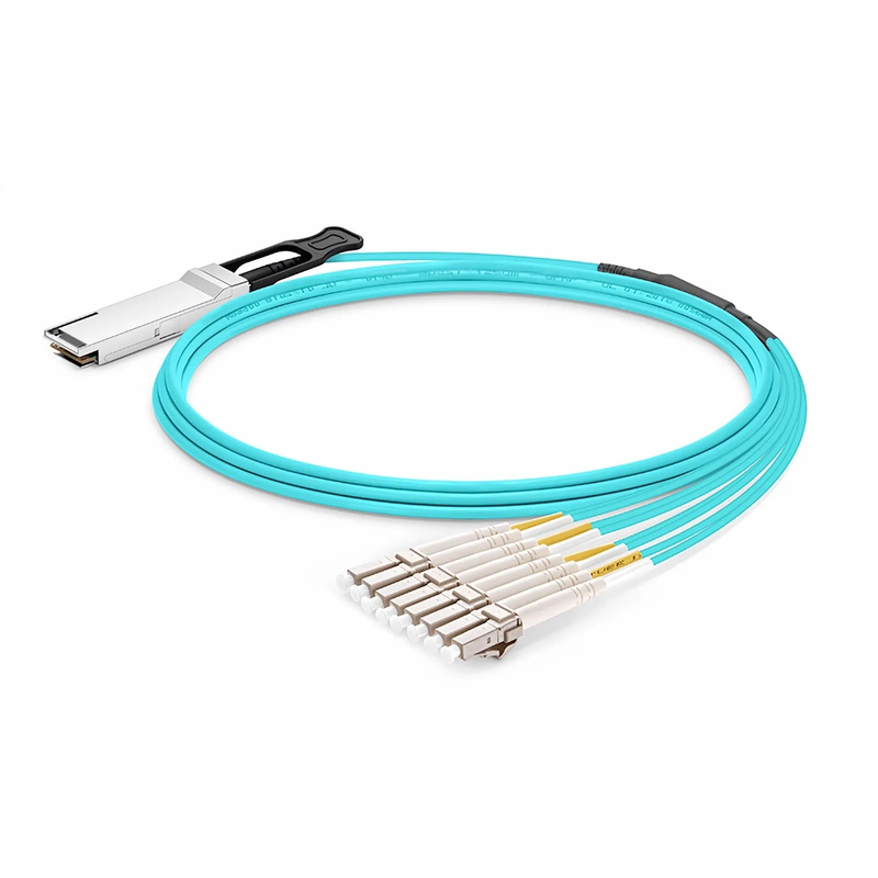 FyberOptix 20m (66ft) Cisco Compatible 100G QSFP28 4 x 25G NRZ to 4 Duplex LC 25G NRZ Active Optical Breakout Cable