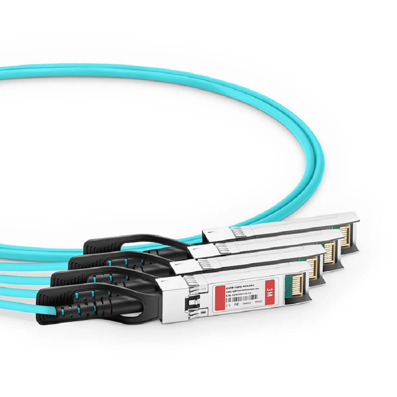 FyberOptix 5m (16ft) Cisco QSFP-4SFP25G-AOC5M Compatible 100G QSFP28 4 x 25G NRZ to 4 x 25G SFP28 NRZ Active Optical Breakout Cable