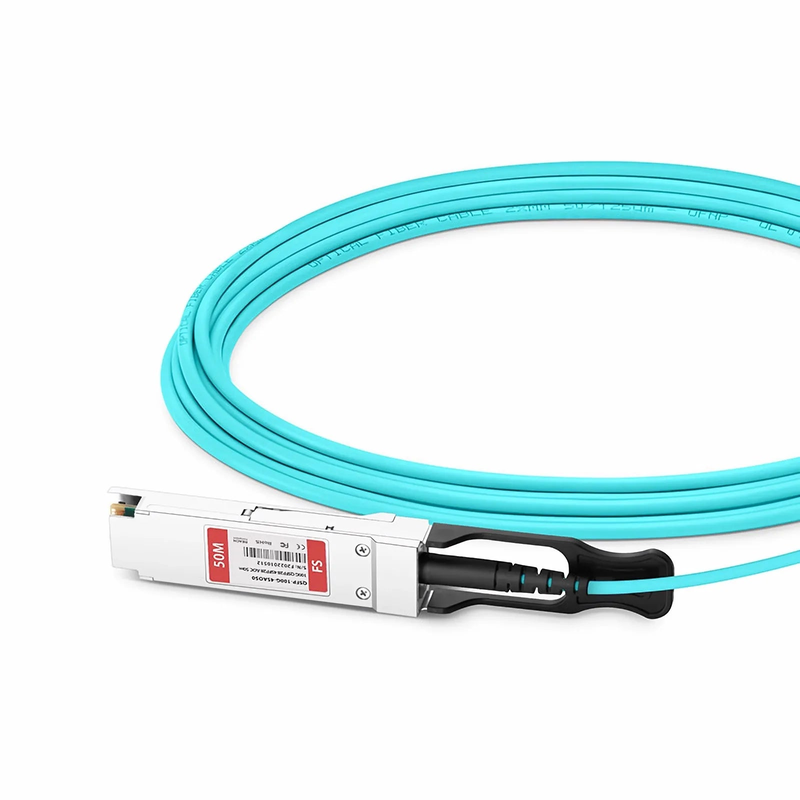 FyberOptix 50m (164ft) Cisco QSFP-4SFP25G-AOC50M Compatible 100G QSFP28 4 x 25G NRZ to 4 x 25G SFP28 NRZ Active Optical Breakout Cable