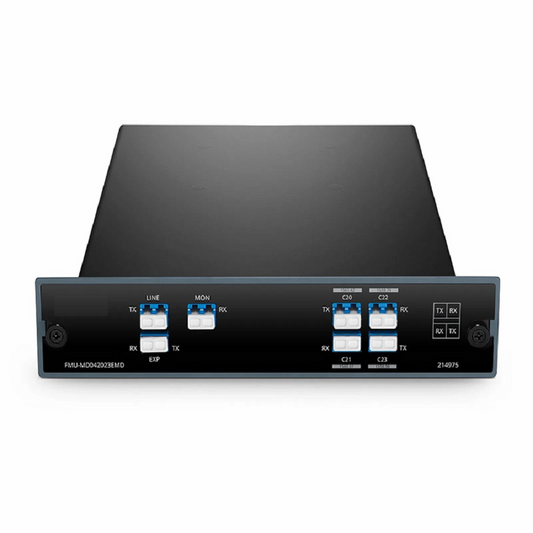FyberOptix 4 Channels DWDM Mux Demux, 100GHz C20-C23, with Monitor and Expansion Port, 1.6dB Typical IL, LC/UPC, Dual Fiber, FMU Plug-in Module