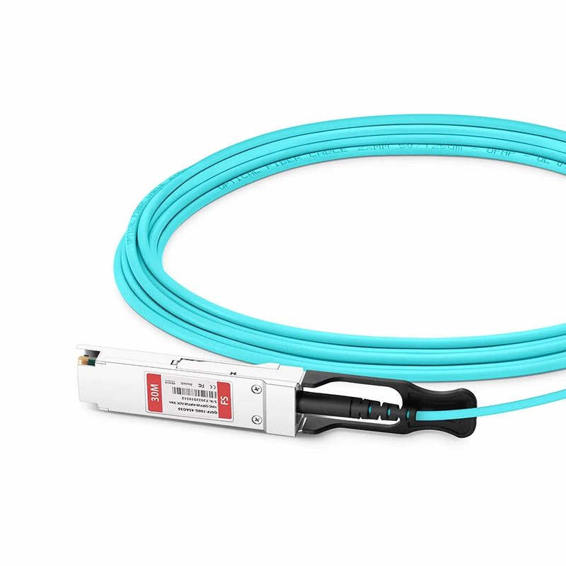 FyberOptix 30m (98ft) Cisco QSFP-4SFP25G-AOC30M Compatible 100G QSFP28 4 x 25G NRZ to 4 x 25G SFP28 NRZ Active Optical Breakout Cable