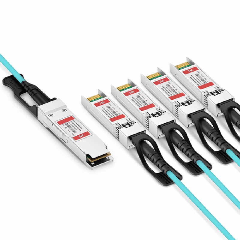FyberOptix 25m (82ft) Cisco QSFP-4SFP25G-AOC25M Compatible 100G QSFP28 4 x 25G NRZ to 4 x 25G SFP28 NRZ Active Optical Breakout Cable