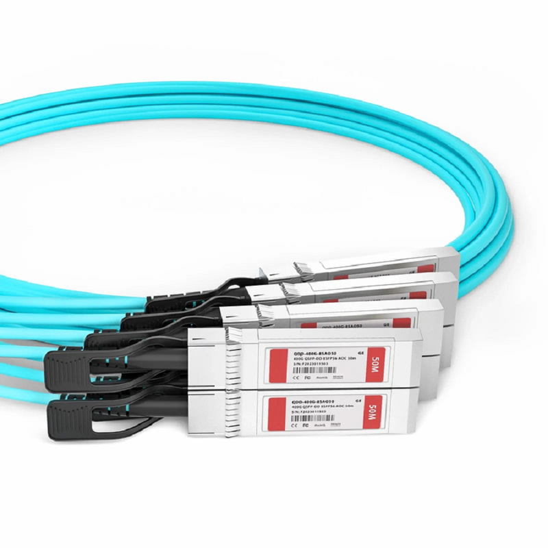 FyberOptix 25m (82ft) Generic Compatible 400G QSFP-DD 8 x 50G PAM4 to 8 x 50G SFP56 25G NRZ Active Optical Breakout Cable