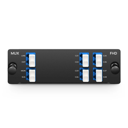 FyberOptix 8 Channels DWDM Mux or Demux, 100GHz C21-C28, with Monitor and Expansion Port, 2.75dB Typical IL, LC/UPC, Single Fiber, High Density, FHDA Plug-in Module