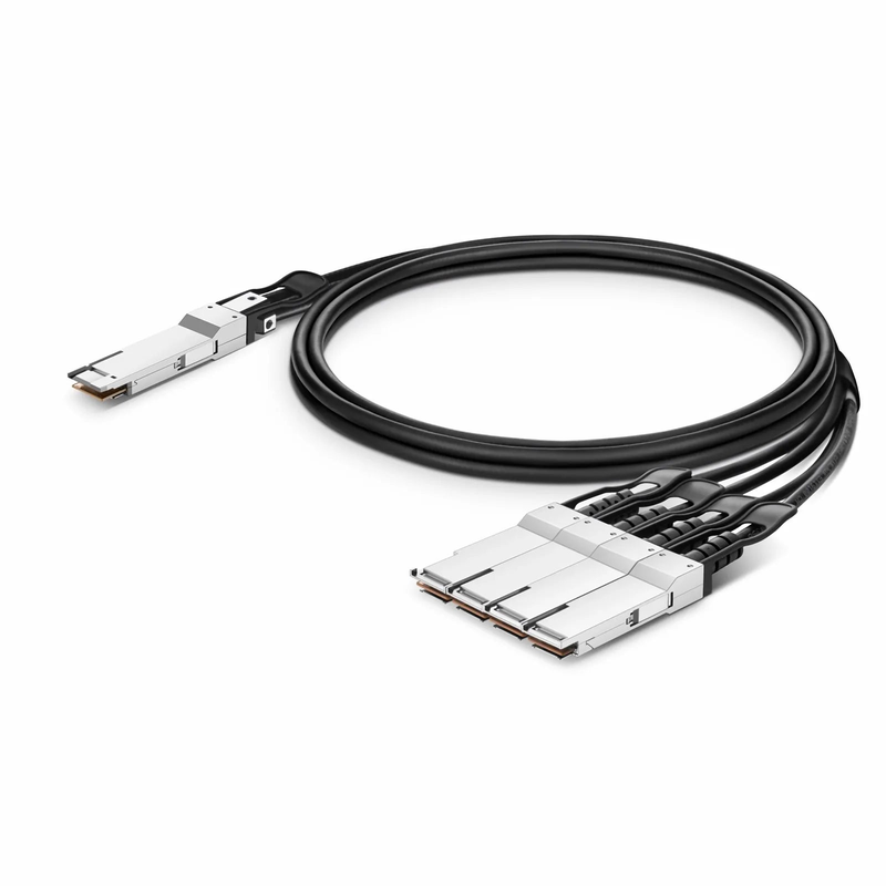 FyberOptix 2m (7ft) Cisco QDD-4ZQ100-CU2M Compatible 400G QSFP-DD 8 x 50G PAM4 to 4 x 100G QSFP56 2 x 50G PAM4 Passive Direct Attach Copper Breakout Cable