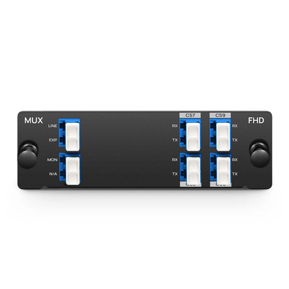 FyberOptix 4 Channels DWDM Mux Demux, 100GHz C57-C60, with Monitor and Expansion Port, 2.75dB Typical IL, LC/UPC, Single Fiber, Side-B, High Density, FHDA Plug-in Module