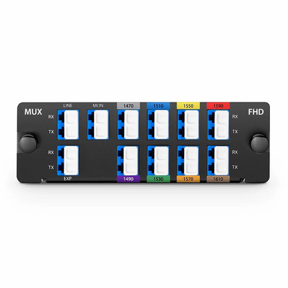 FyberOptix 8 Channels CWDM Mux Demux, 1470-1610nm, with Monitor and Expansion Port, 2.0dB Typical IL, LC/UPC, Dual Fiber, High Density, FHDA Plug-in Module