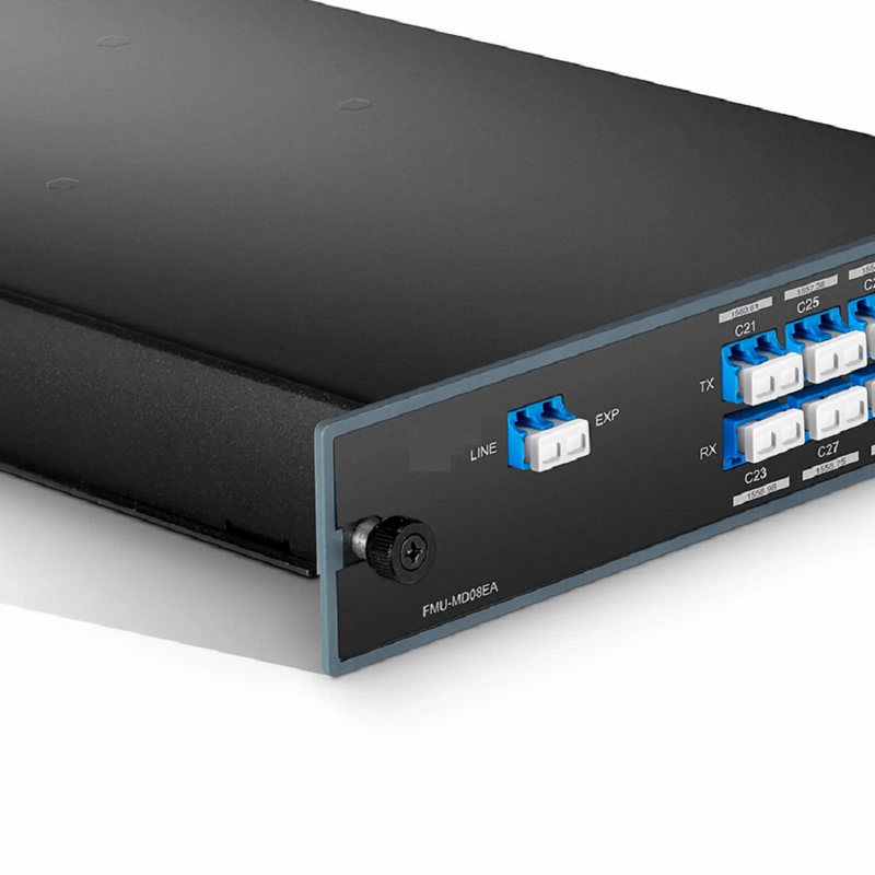 FyberOptix 8 Channels CWDM Mux Demux, 1470-1610nm, with Monitor and Expansion Port, 2.0dB Typical IL, LC/UPC, Dual Fiber, FMU Plug-in Module