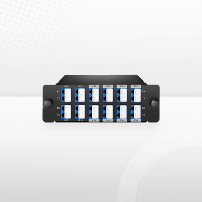 FyberOptix 8 Channels DWDM Mux Demux, 100GHz C21-C28, with Monitor, Expansion and 1310nm Port, 2.4dB Typical IL, LC/UPC, Dual Fiber, High Density, FHDA Plug-in Module