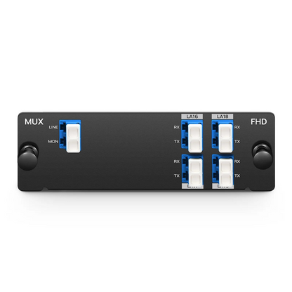 FyberOptix 4 Channels LAN-WDM Mux Demux, 1273.55-1286.66nm, with Monitor Port, 2.8dB Typical IL, LC/UPC, Single Fiber, Side-B, High Density, FHDA Plug-in Module
