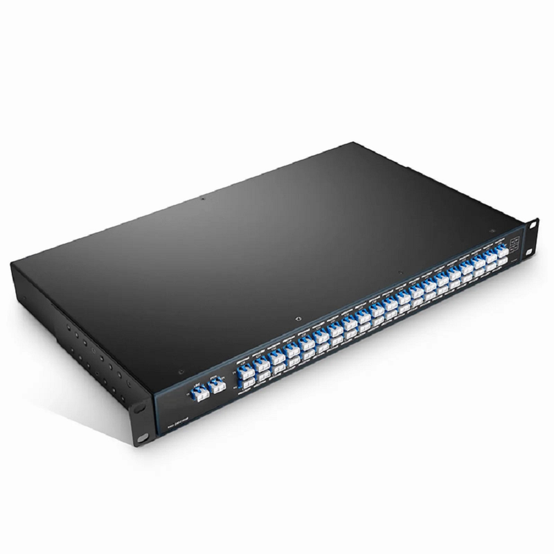 FyberOptix 16 Channels DWDM Mux Demux, 100GHz C21-C36, with Monitor, Expansion and 1310nm Port, 4.4dB Typical IL, LC/UPC, Dual Fiber, FMU 1U Rack Mount