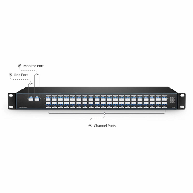 FyberOptix 40 Channels DWDM Mux Demux, 100GHz C21-C60, with Monitor Port, 3.0dB Typical IL, LC/UPC, Dual Fiber, FMU 1U Rack Mount