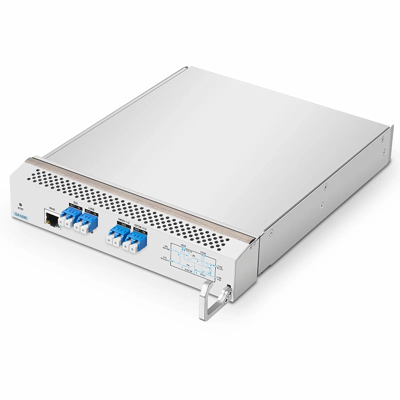 FyberOptix D7000 OA1835, DWDM EDFA Bidirectional Amplifier with PA 22-35dB and BA 8-18dB Gain, 21.5dBm Output for D7000 Series Managed Chassis, with Built in OSC, VOA