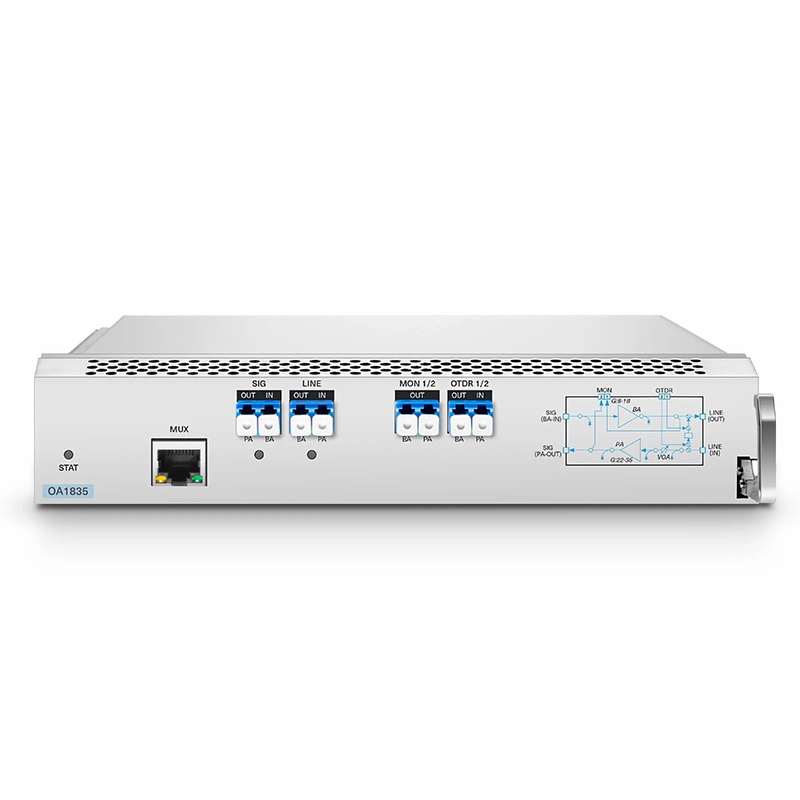 FyberOptix D7000 OA1835, DWDM EDFA Bidirectional Amplifier with PA 22-35dB and BA 8-18dB Gain, 21.5dBm Output for D7000 Series Managed Chassis, with Built in OSC, VOA