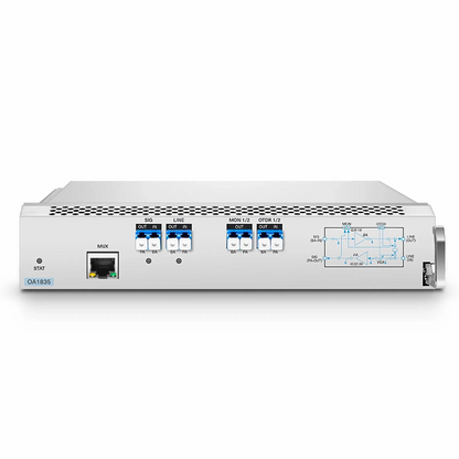 FyberOptix D7000 OA1835, DWDM EDFA Bidirectional Amplifier with PA 22-35dB and BA 8-18dB Gain, 21.5dBm Output for D7000 Series Managed Chassis, with Built in OSC, VOA