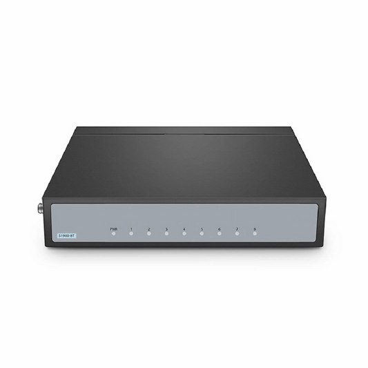 FyberOptix S1900-8T, 8-Port Gigabit Ethernet L2 Unmanaged Switch, 8x 10/100/1000BASE-T RJ45, Metal, Fanless, Desktop/Wall-Mount