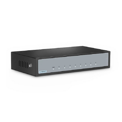 FyberOptix S1900-8T, 8-Port Gigabit Ethernet L2 Unmanaged Switch, 8x 10/100/1000BASE-T RJ45, Metal, Fanless, Desktop/Wall-Mount