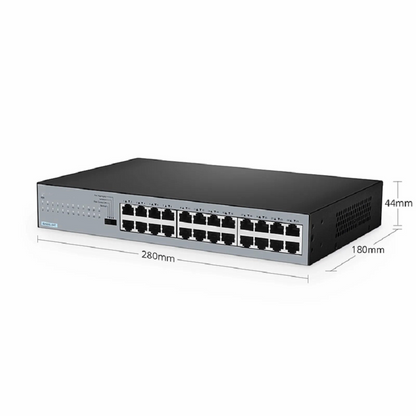 FyberOptix S2500L-24T, 24-Port Gigabit Ethernet L2 Unmanaged Switch, 24 x 10/100/1000M Gigabit RJ45, Fanless, Desktop/Rackmount