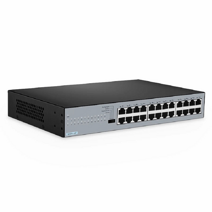 FyberOptix S2500L-24T, 24-Port Gigabit Ethernet L2 Unmanaged Switch, 24 x 10/100/1000M Gigabit RJ45, Fanless, Desktop/Rackmount