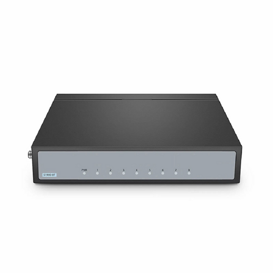 FyberOptix S1900-5T, 5-Port Gigabit Ethernet L2 Unmanaged Switch, 5x 10/100/1000BASE-T RJ45, Metal, Fanless, Desktop/Wall-Mount