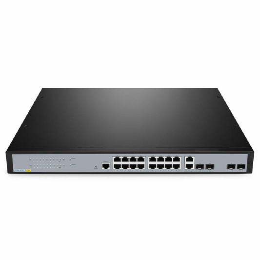 FyberOptix S3260-16T4FP, 16-Port Gigabit Ethernet L2+ PoE+ Switch, 16 x PoE+ Ports @250W, with 2 x 1Gb SFP Uplinks and 2 x Combo SFP Ports, Support IEEE 802.3af/at