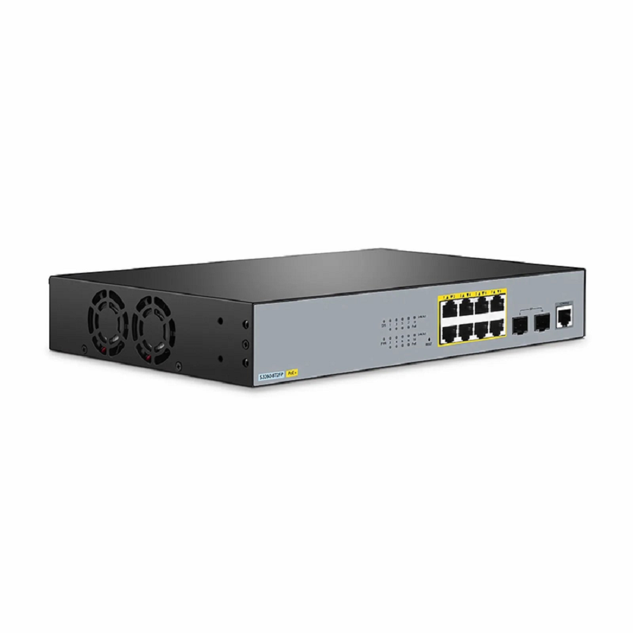 FyberOptix S3260-8T2FP, 8-Port Gigabit Ethernet L2+ PoE+ Switch, 8 x PoE+ Ports @240W, with 2 x 1Gb SFP Uplinks, Support IEEE 802.3af/at