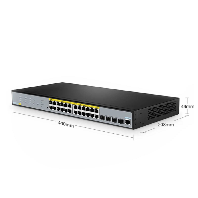 FyberOptix S2805S-24TF-P, 24-Port Gigabit Ethernet L2 Smart Managed PoE+ Switch, 24 x PoE+ Ports @370W, with 4 x 1Gb SFP Uplinks, Realtek Chip