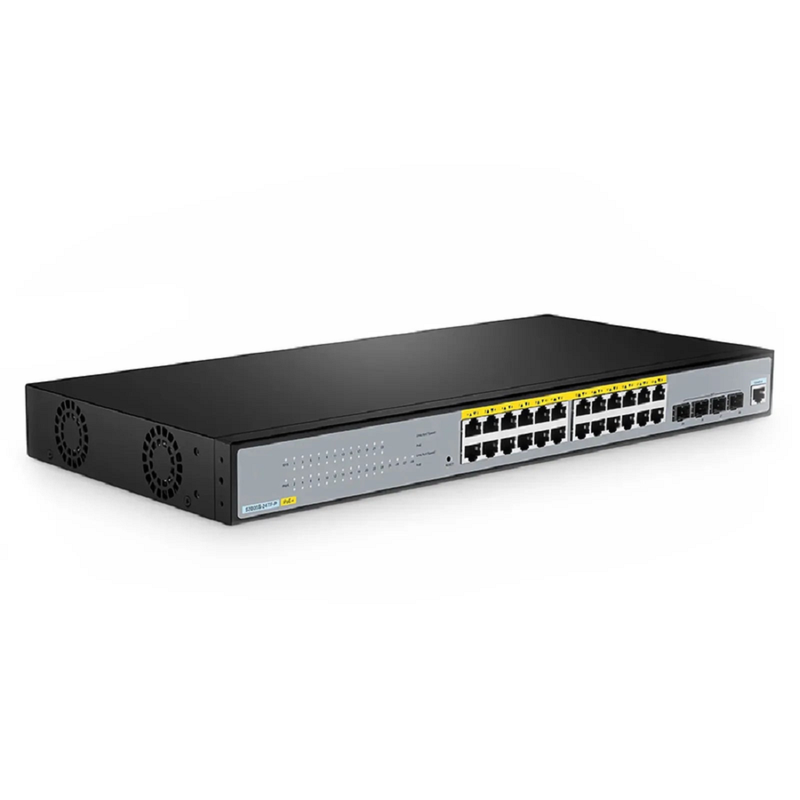 FyberOptix S2805S-24TF-P, 24-Port Gigabit Ethernet L2 Smart Managed PoE+ Switch, 24 x PoE+ Ports @370W, with 4 x 1Gb SFP Uplinks, Realtek Chip