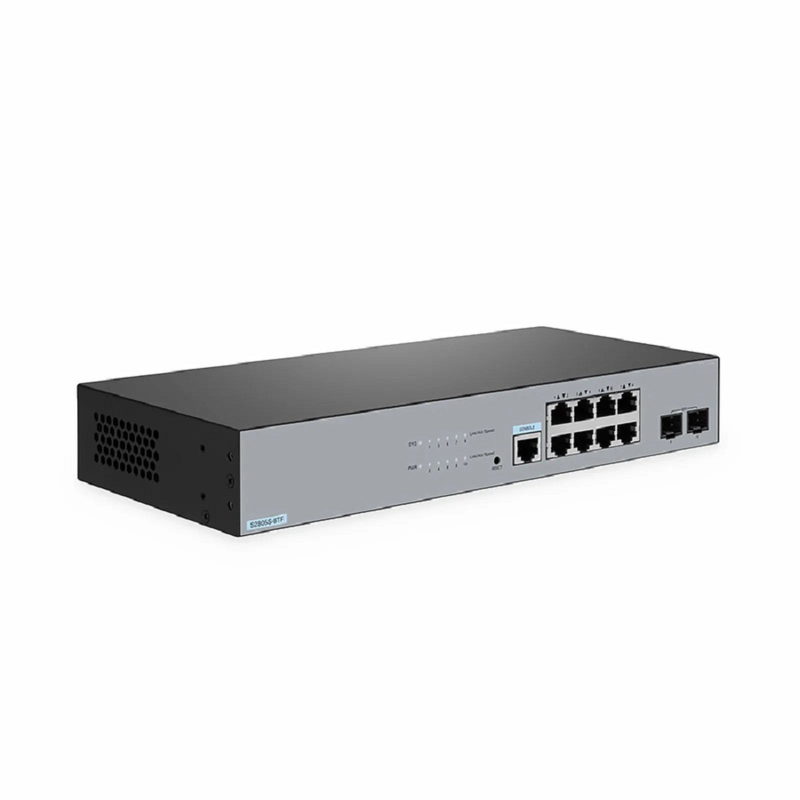 FyberOptix S2805S-8TF, 8-Port Gigabit Ethernet L2 Smart Managed Switch, 8 x Gigabit RJ45, with 2 x 1Gb SFP Uplinks, Fanless