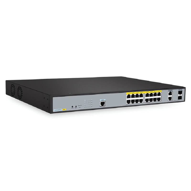 FyberOptix S3250-16TF-U, 16-Port Gigabit Ethernet L2 PoE++ Switch, 16 x PoE+ Ports @240W, with 2 x 1Gb Combo Uplinks