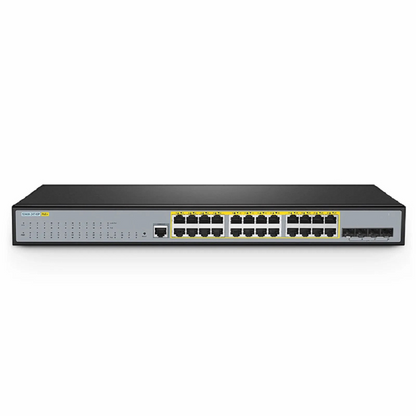 FyberOptix S3400-24T4SP, 24-Port Gigabit Ethernet L2+ PoE+ Switch, 24 x PoE+ Ports @370W, with 4 x 10Gb SFP+ Uplinks, Support Stacking