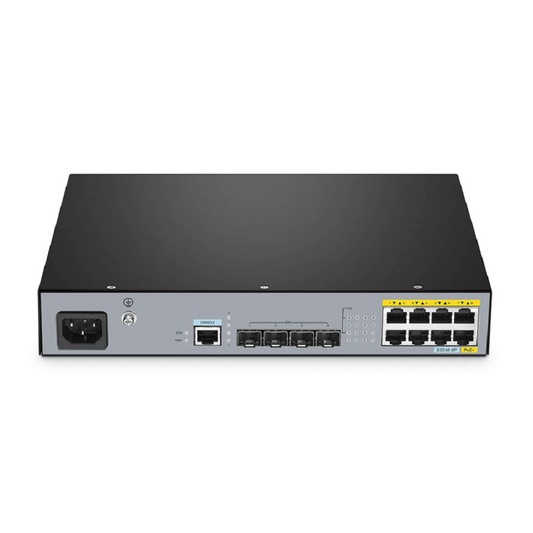 FyberOptix S3240-8P, 8-Port Gigabit Ethernet L2+ PoE+ Switch, 8 x PoE+ Ports@120W, with 4 x 10Gb SFP+ Uplinks, Stackable Switch, Fanless